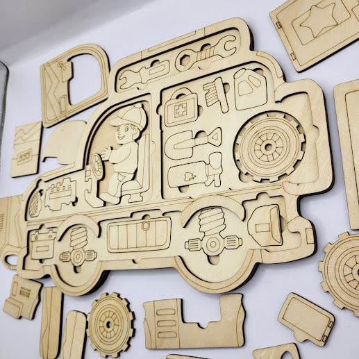 Car Puzzle 3 Layer Basswood