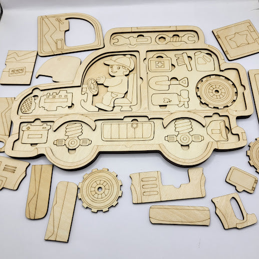 Car Puzzle 3 Layer Basswood