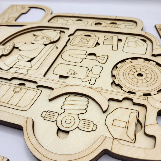 Car Puzzle 3 Layer Basswood