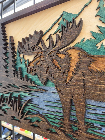 Moose Layered Wall Art