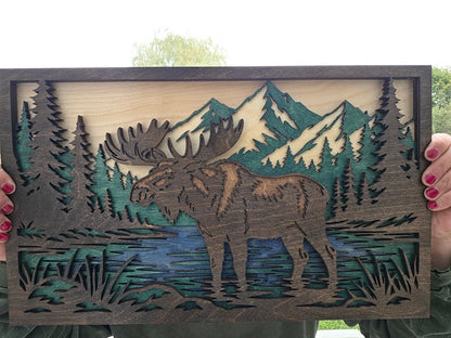 Moose Layered Wall Art