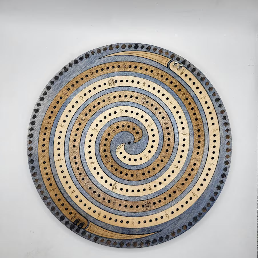 Double Spiral 2 Track Cribbage Board