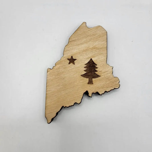 Maine Flag in State Magnet