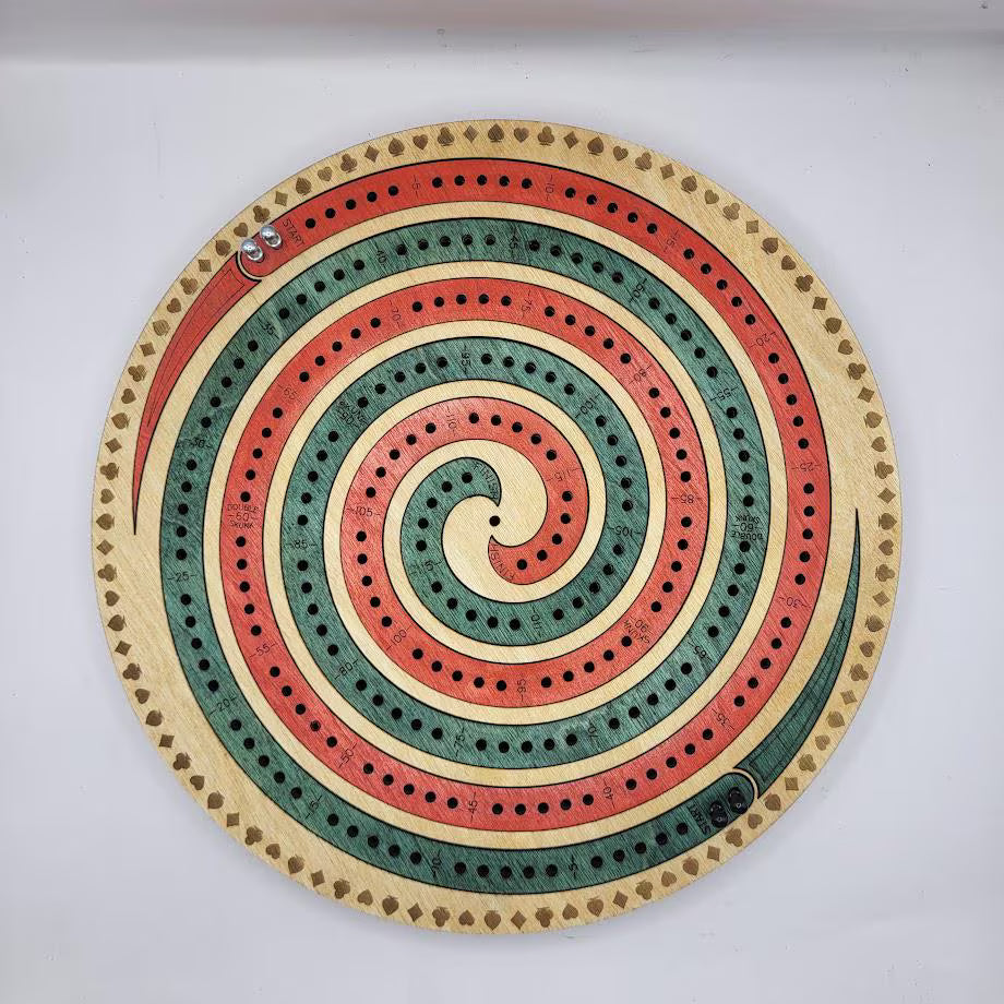Double Spiral 2 Track Cribbage Board