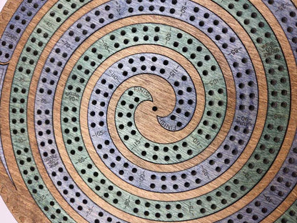 Double Spiral 4 Track Cribbage Board