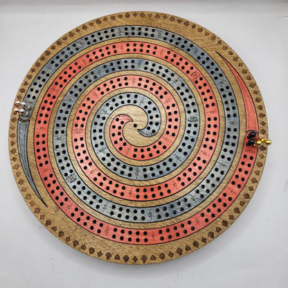 Double Spiral 4 Track Cribbage Board