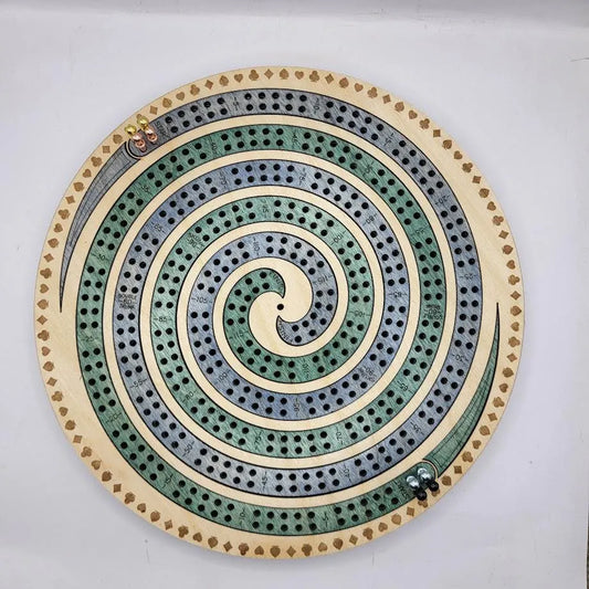 Double Spiral 4 Track Cribbage Board
