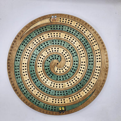 Double Spiral 4 Track Cribbage Board