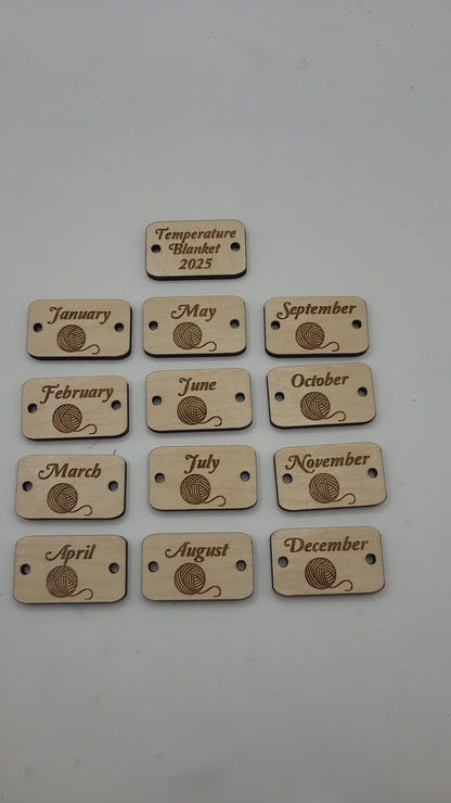 Temperature Blanket Month Buttons Rectangle