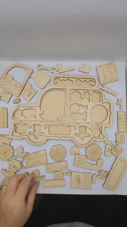 Car Puzzle 3 Layer Basswood