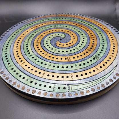 Double Spiral 2 Track Cribbage Board