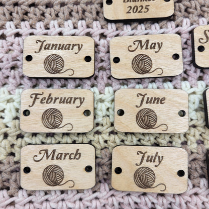 Temperature Blanket Month Buttons Rectangle