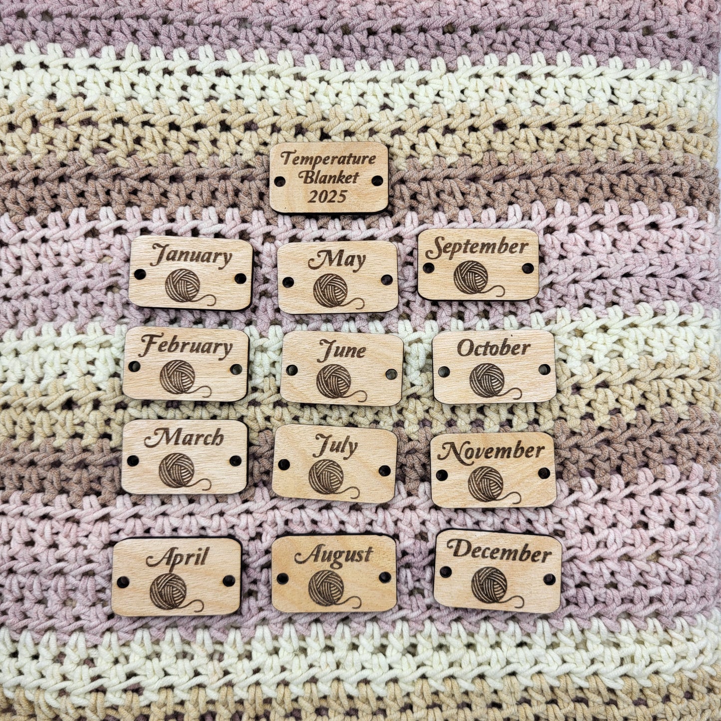 Temperature Blanket Month Buttons Rectangle