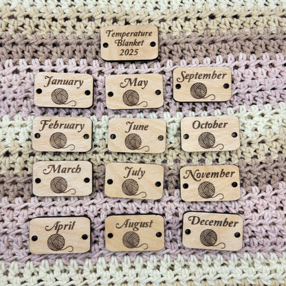 Temperature Blanket Month Buttons Rectangle