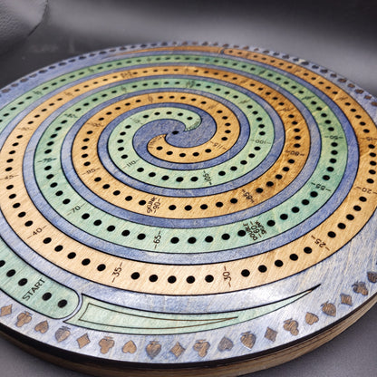 Double Spiral 2 Track Cribbage Board