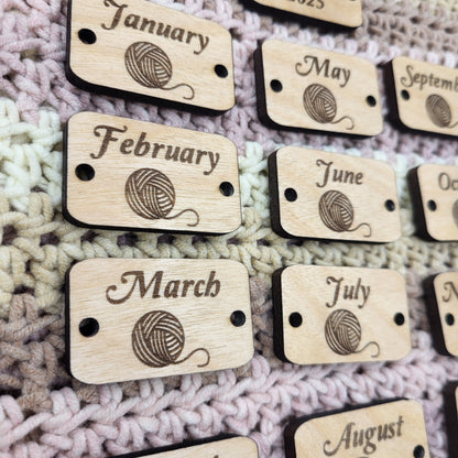 Temperature Blanket Month Buttons Rectangle