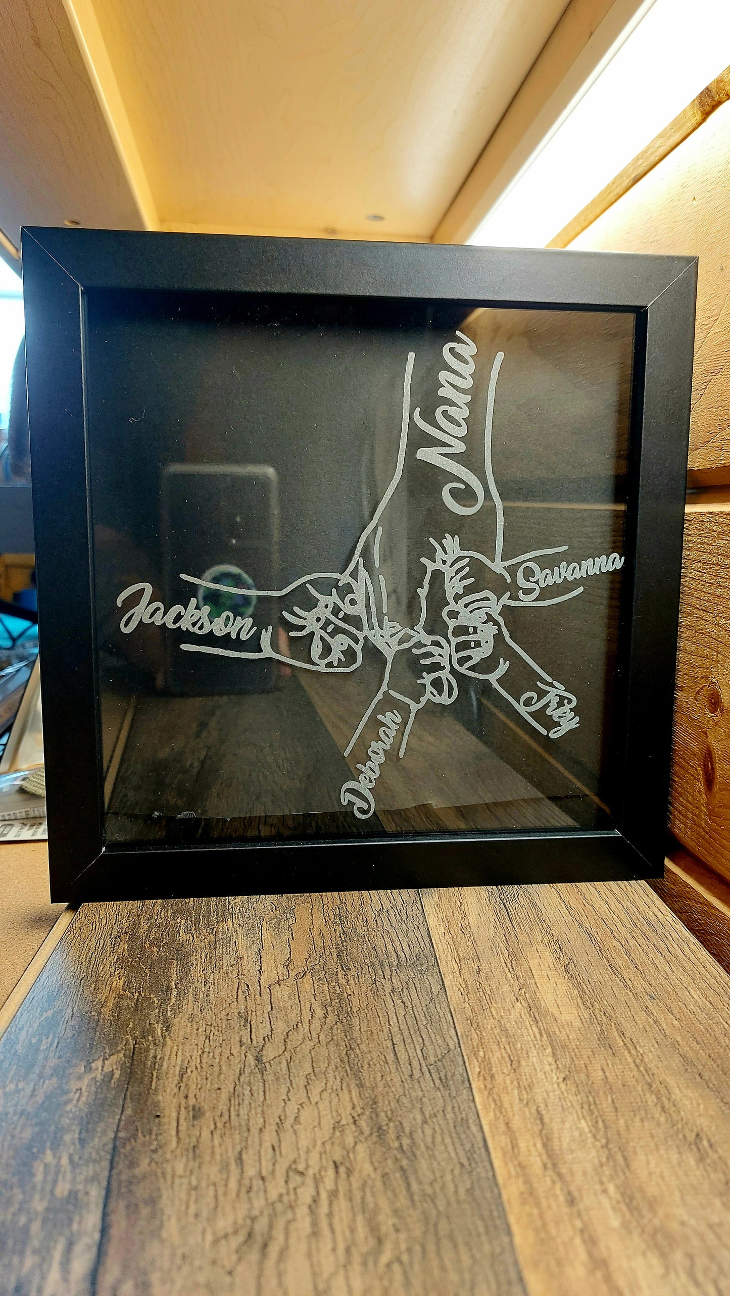 Custom etched shadow box