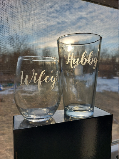Wedding glassware - Husband & Wife