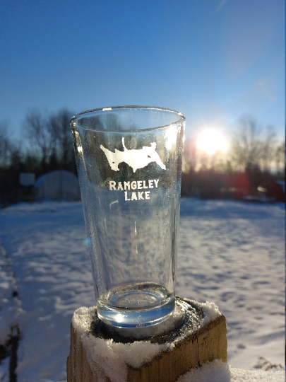 Rangeley Lake etched glassware