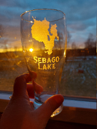 Sebago Lake etched glassware